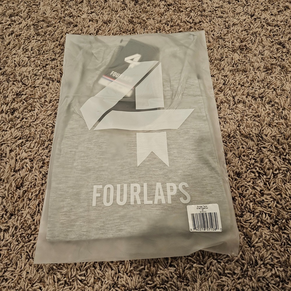 Fourlaps Surge Tank Grey Heather Athletic Workout Racerback Top Medium NEW‎ - Picture 2 of 4